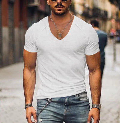 T-Shirt - Kurzärmelige Herren T-Shirts mit V-Ausschnitt und schmaler Passform
