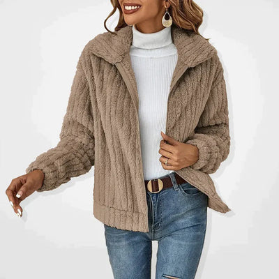 Gerippte Rollkragenpullover mit Reißverschluss für Frauen
