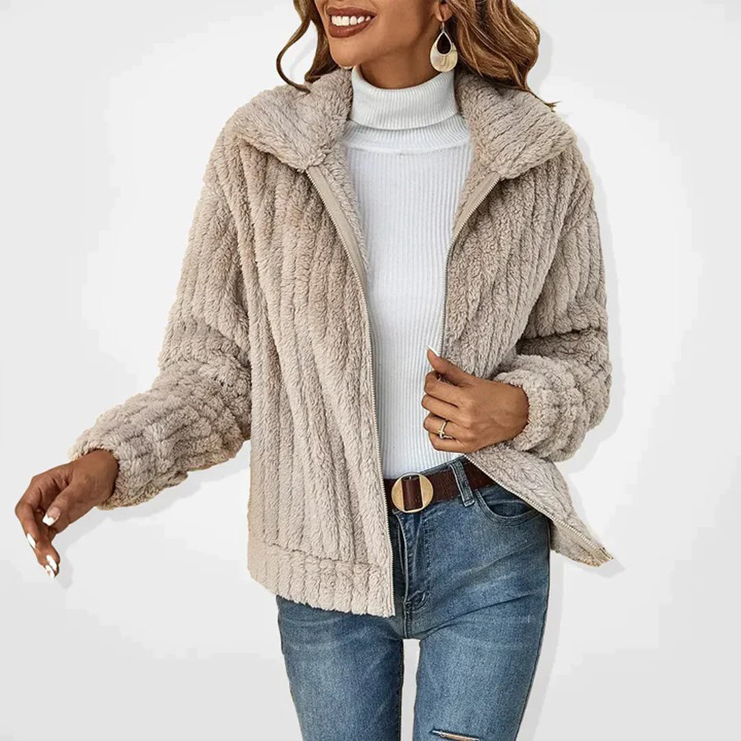 Gerippte Rollkragenpullover mit Reißverschluss für Frauen