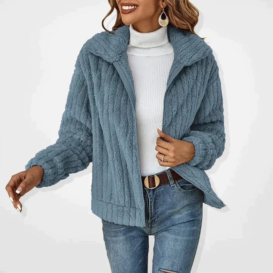 Gerippte Rollkragenpullover mit Reißverschluss für Frauen