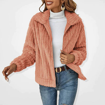 Gerippte Rollkragenpullover mit Reißverschluss für Frauen