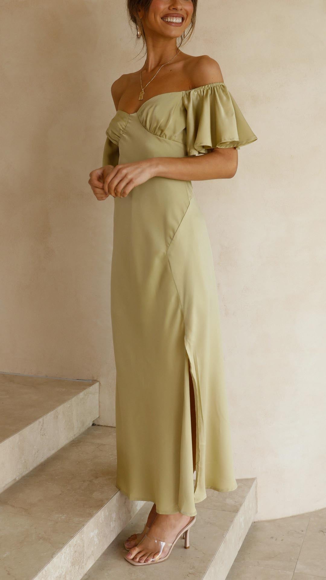 Nalani - Schulterfreies Maxikleid mit Schmetterlingsärmeln