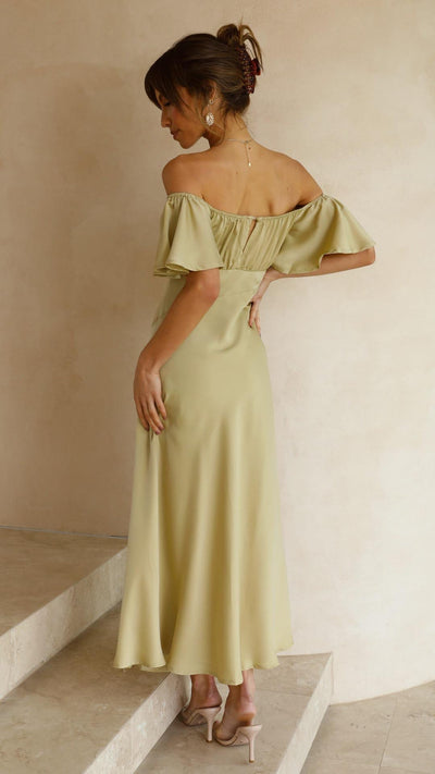 Nalani - Schulterfreies Maxikleid mit Schmetterlingsärmeln