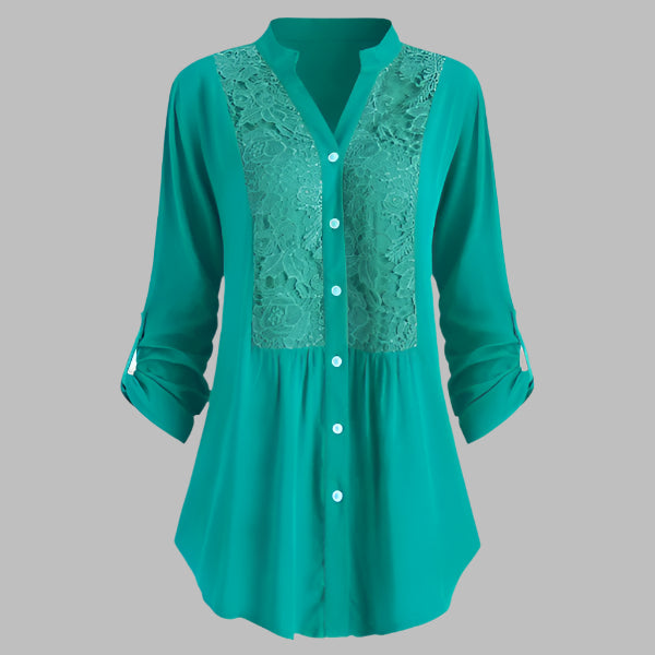 Elegante Damen Tunika - Stilvolle Hemdbluse mit Spitzendetails