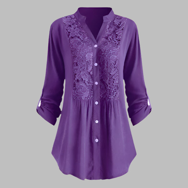 Elegante Damen Tunika - Stilvolle Hemdbluse mit Spitzendetails