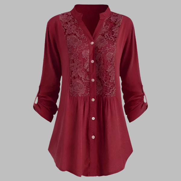 Elegante Damen Tunika - Stilvolle Hemdbluse mit Spitzendetails