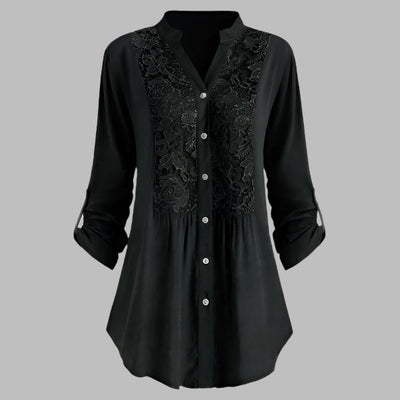 Elegante Damen Tunika - Stilvolle Hemdbluse mit Spitzendetails