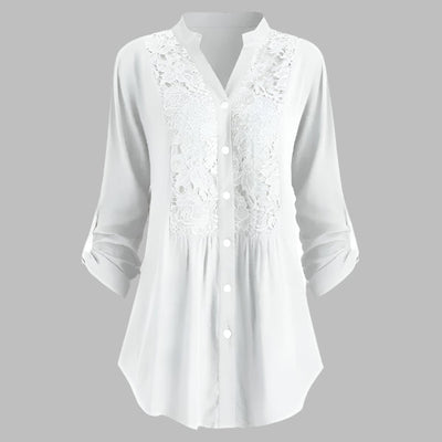 Elegante Damen Tunika - Stilvolle Hemdbluse mit Spitzendetails
