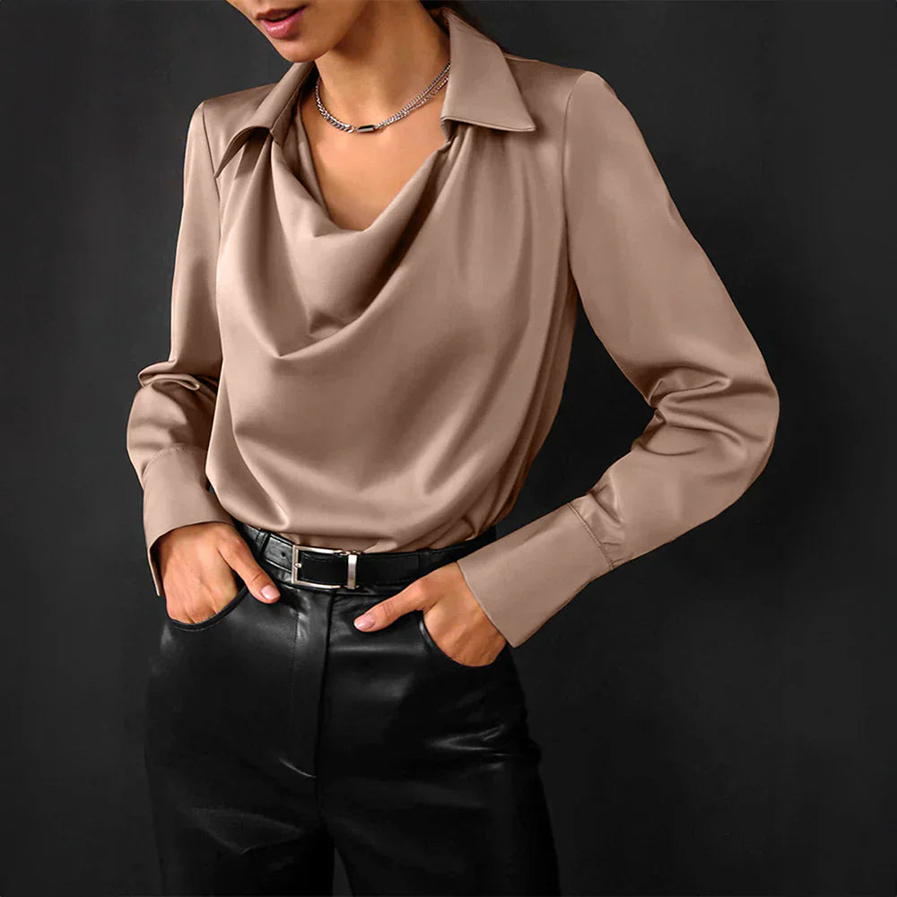 Araxie® | Satinbluse mit Wasserfallausschnitt