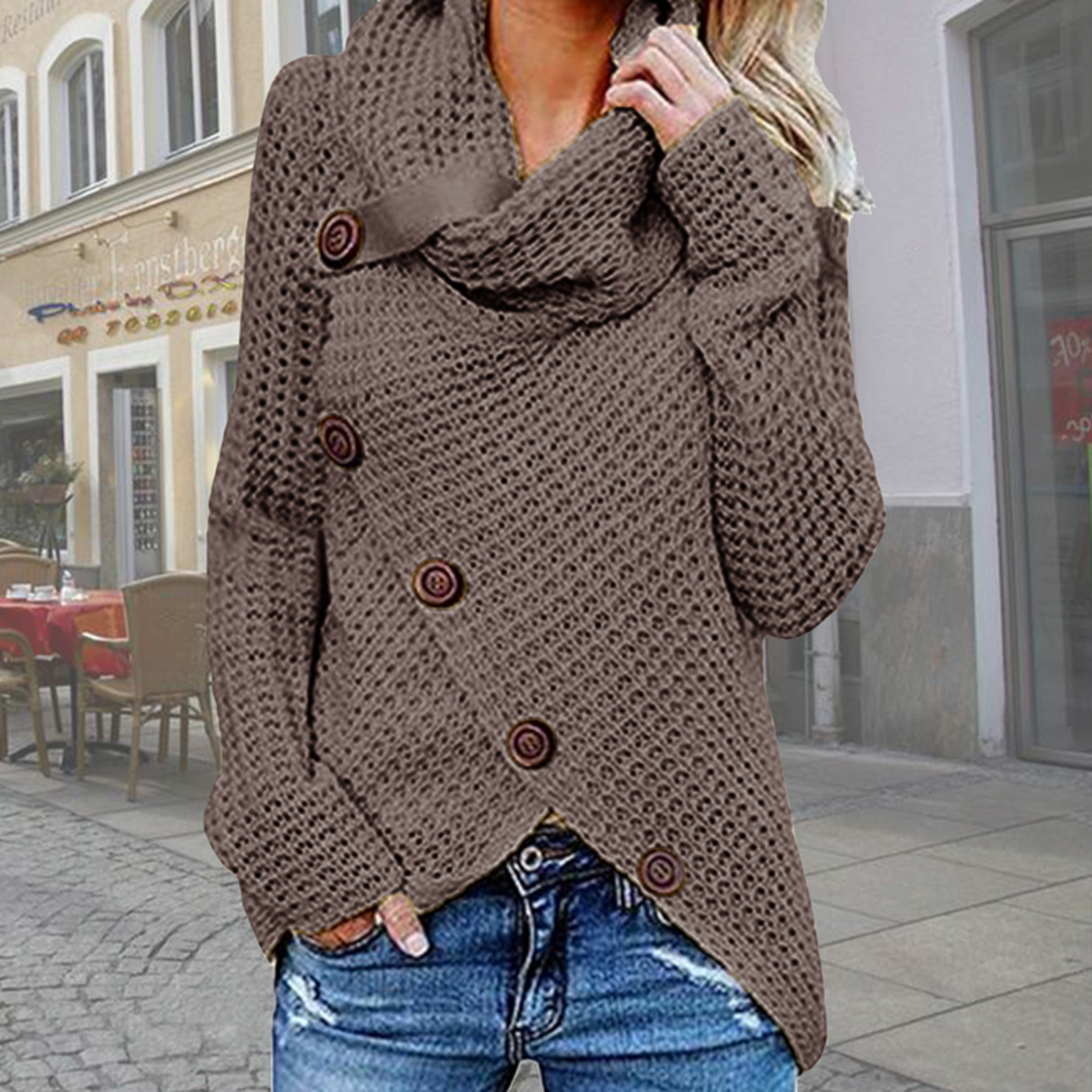 Moderner Rollkragenpullover in Übergröße für Damen