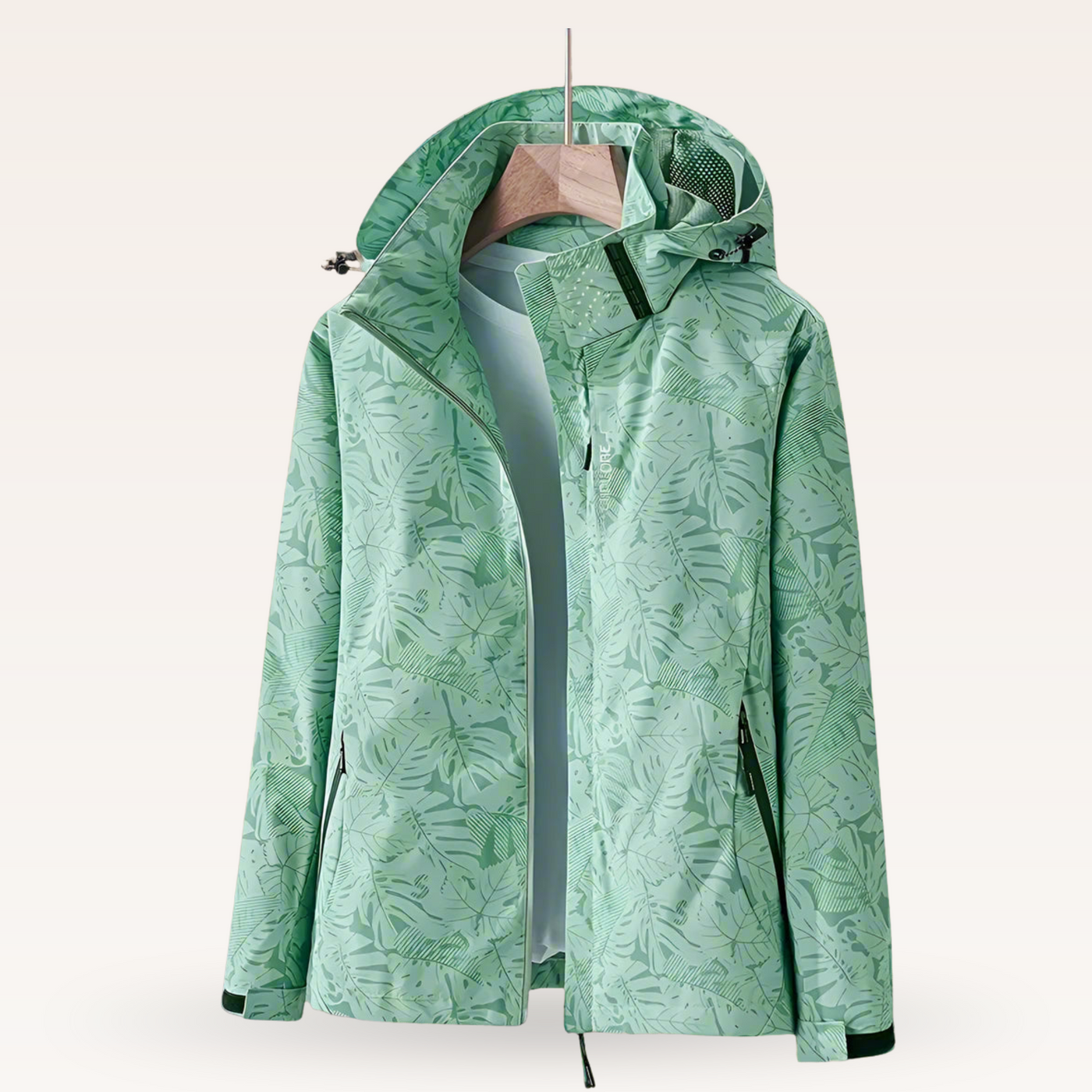 Regenjacke für Damen - Wasserfeste Sommerjacke mit Blättermuster