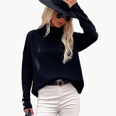 Damenpullover mit Rollkragen und Knopfmanschetten