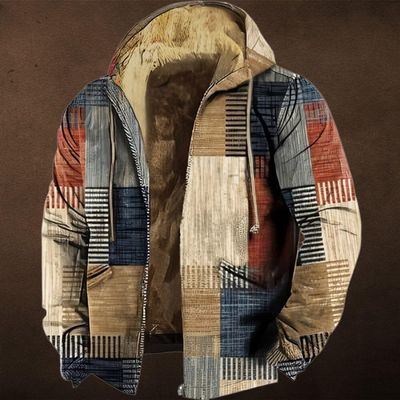 Moderner Patchwork-Kapuzenpullover für Herren
