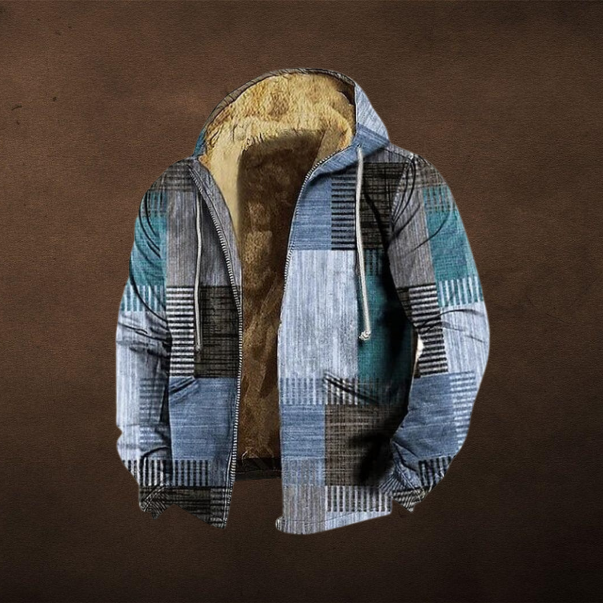 Moderner Patchwork-Kapuzenpullover für Herren