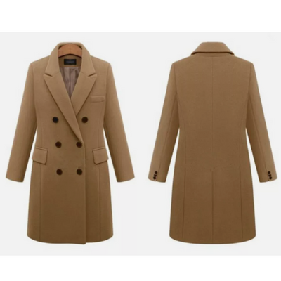 Zweireihiger Wintermantel mit Taschen für Frauen