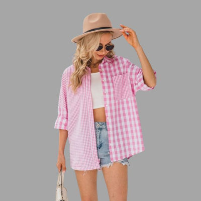 Lässiges Karohemd mit Fledermausärmeln