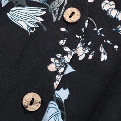 Floral gemustertes Hemdkleid mit geraffter Taille