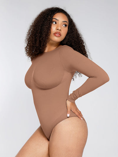 Langärmliger Bauchweg-Tanga-Body