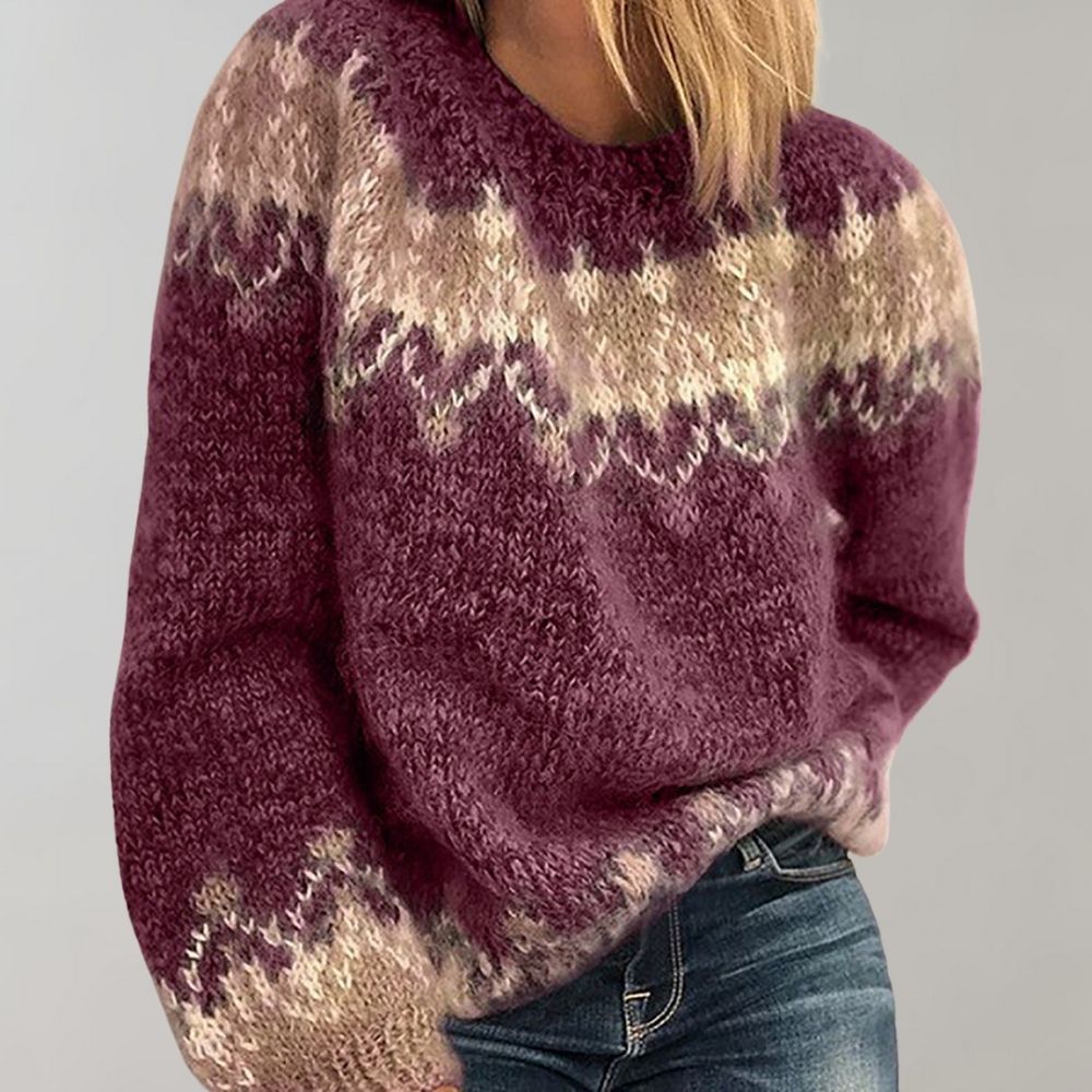 Damen Gemütlich Grobstrickpullover | Rundhalsausschnitt