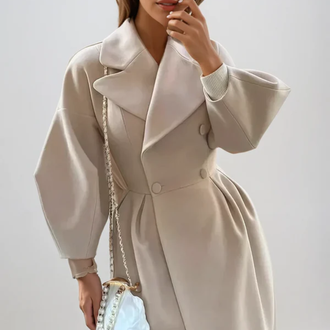 Stilvoller Wollmantel | Doppelreihig & Raffinierte Ärmel | Feminine Eleganz