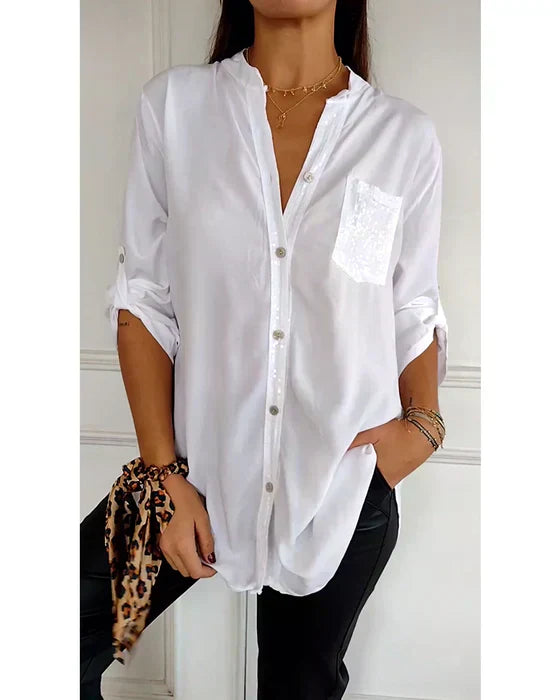Damen Festliche Button Down Hemd | Langarm