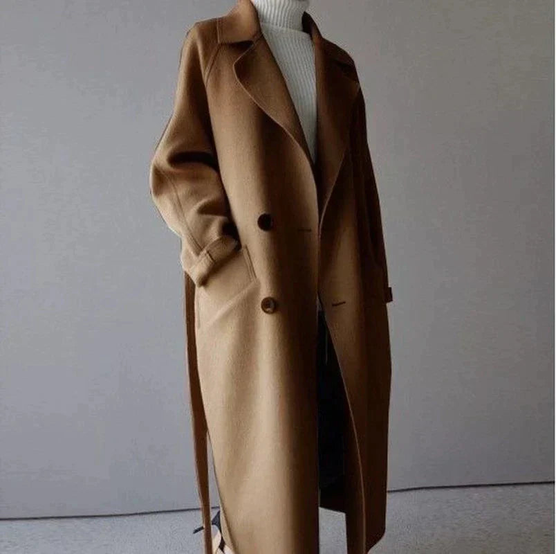 Eleganter Langmantel mit Gürtel für Frauen
