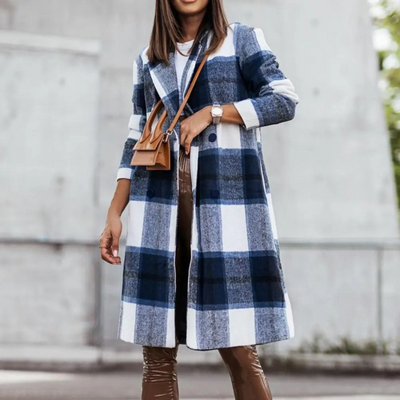 Schicker Karierter Langer Mantel für Damen