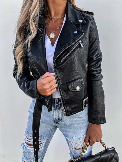 Lederjacke mit Reißverschluss für Frauen