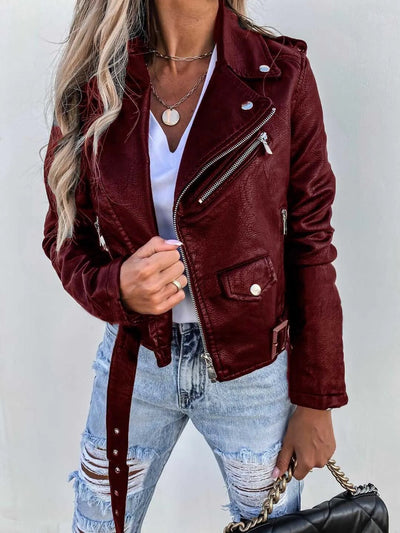 Lederjacke mit Reißverschluss für Frauen