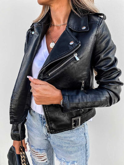 Lederjacke mit Reißverschluss für Frauen