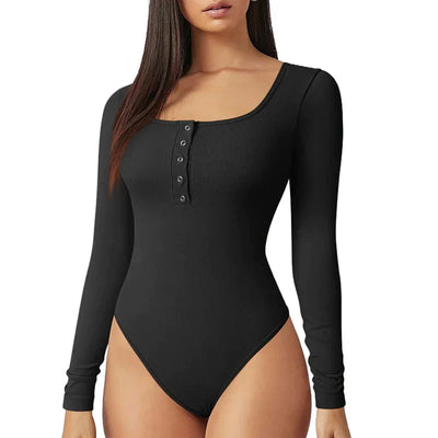 Avril® | Gerippter Body mit langen Ärmeln