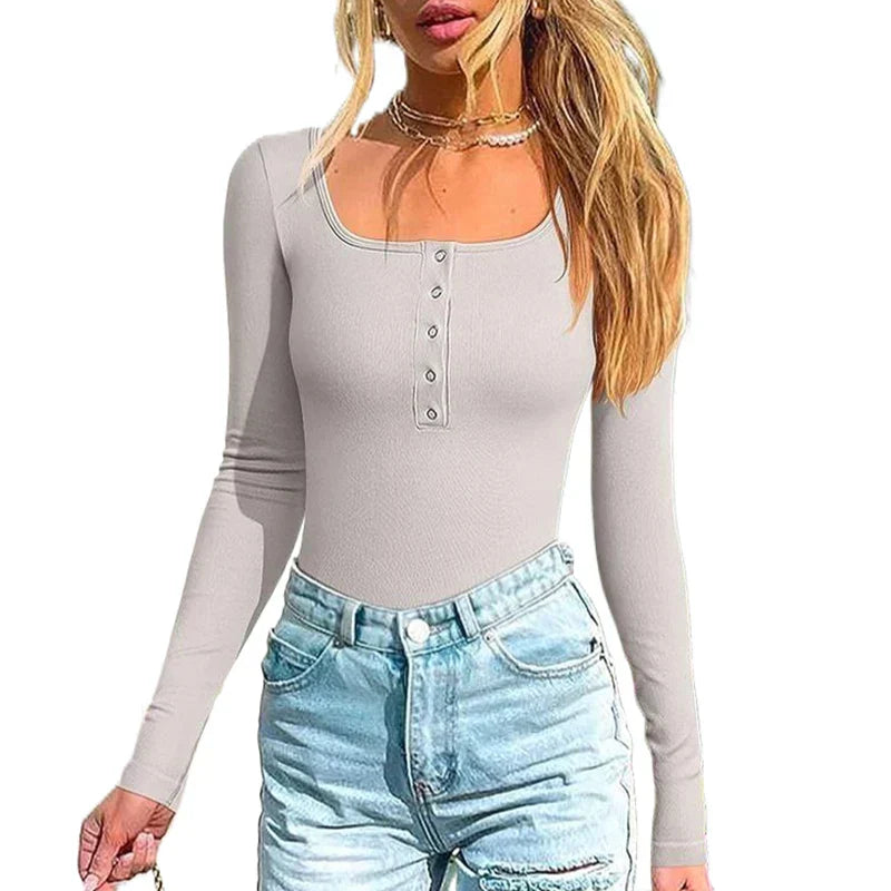 Avril® | Gerippter Body mit langen Ärmeln