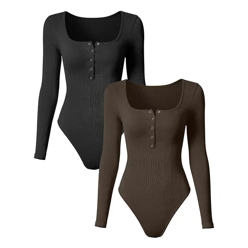 Avril® | Gerippter Body mit langen Ärmeln