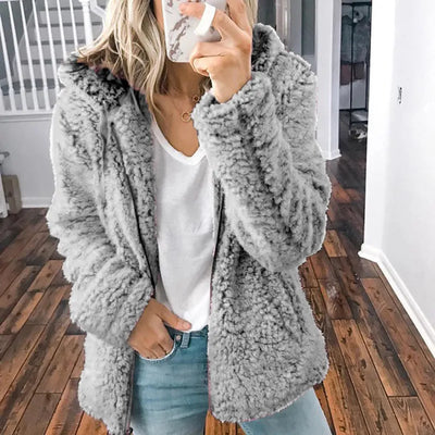 Flauschige Kunstpelz-Winterjacke für Frauen