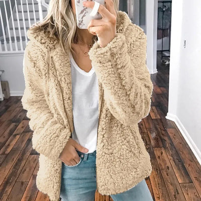 Flauschige Kunstpelz-Winterjacke für Frauen