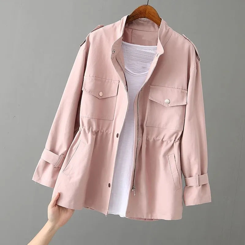 Modische Kurzjacke mit verstellbarer Taille für Frauen