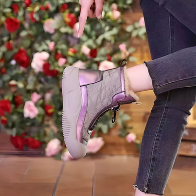 Gesteppte Winterstiefel mit Kunstfell für Frauen