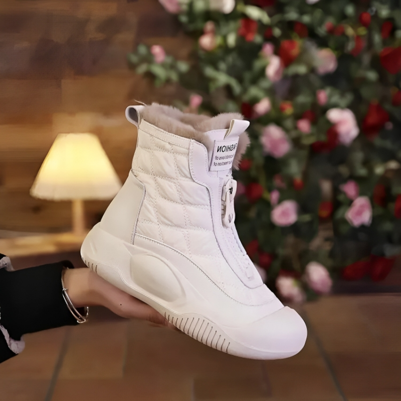 Gesteppte Winterstiefel mit Kunstfell für Frauen