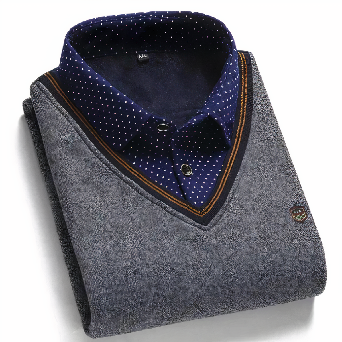Pullover mit V-Ausschnitt und Polo-Kragen für Herren