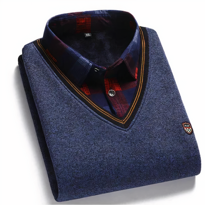 Pullover mit V-Ausschnitt und Polo-Kragen für Herren