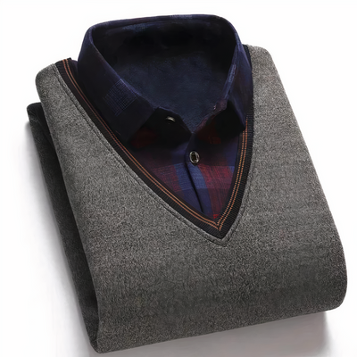 Pullover mit V-Ausschnitt und Polo-Kragen für Herren