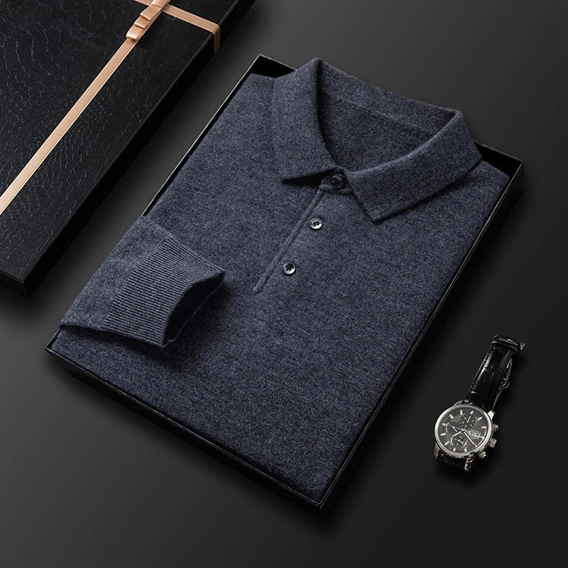 Herren Luxus Cashmere Polo Pullover