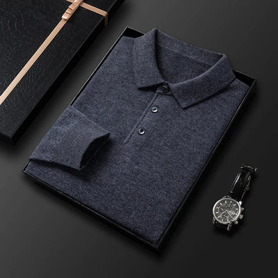 Herren Luxus Cashmere Polo Pullover
