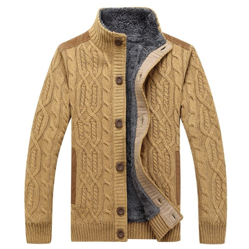 Zopfstrickjacke mit Plüschfutter für Herren