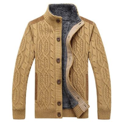 Zopfstrickjacke mit Plüschfutter für Herren