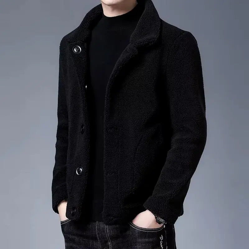 Herren Winterlicher Plüsch Wollmantel Warm