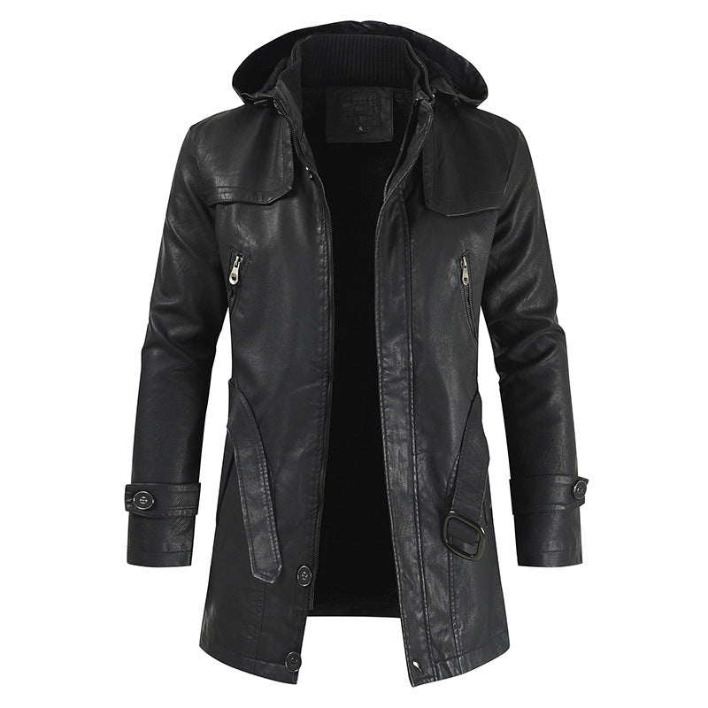 Doppelkragen-Lederjacke für Männer