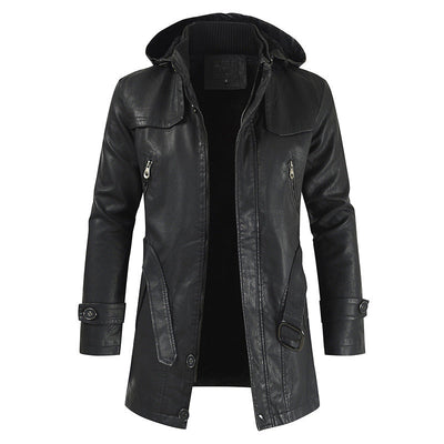 Doppelkragen-Lederjacke für Männer