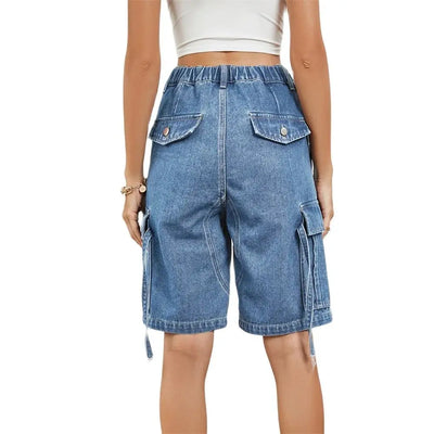 Belda® | Stretch-Jeans-Cargoshorts für Damen mit mittlerer Taille