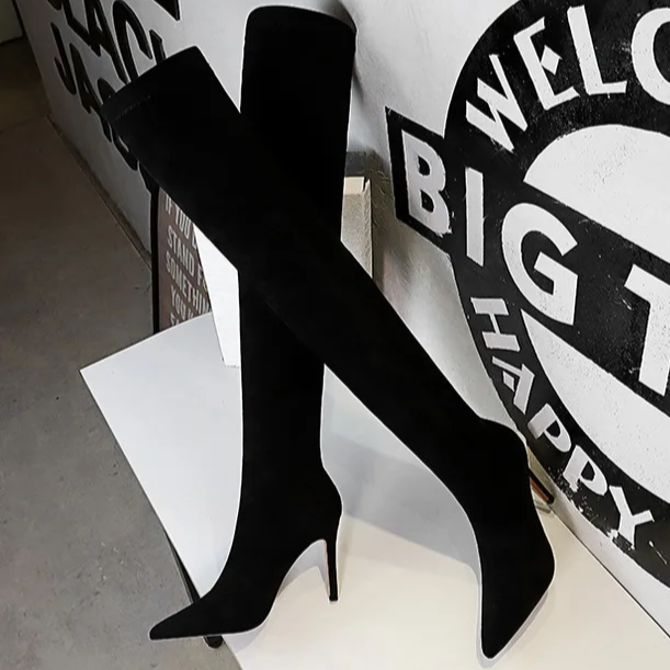 Gianna Suede Sandalen | Schwarze Sommer-Sandalen mit hohem Absatz